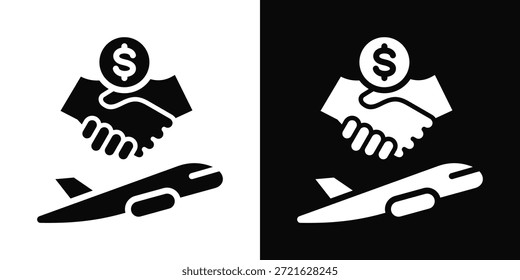 Ícone De Voo Chartered Branco E Preto Estilo De Fundo