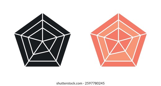 Chart-radar colored icon set. Stock Vector