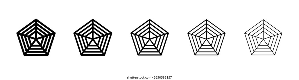 Conjunto de gráficos de iconos de radar. Estilo de línea de trazo de moda