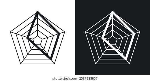 Chart-radar icon symbol collection on white background.