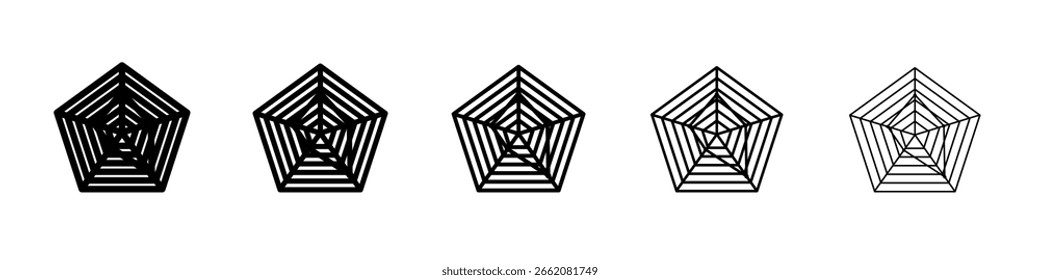 Concepto de símbolo de icono de gráfico-radar para Diseño web. icono de Vector de línea simple. ilustración de logotipo.
