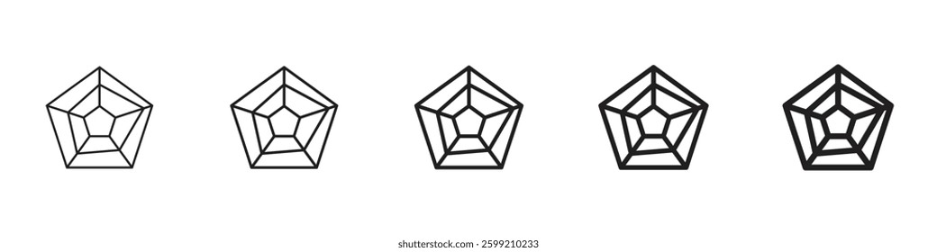 Chart-radar icons in black outline, solid and colored style