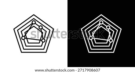 Chart-radar icons black and white vector, line icon set.