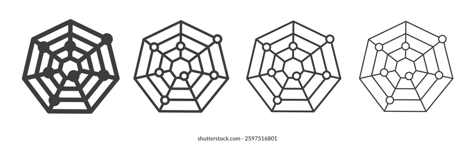 Chart-radar vector icon set in black and white color.