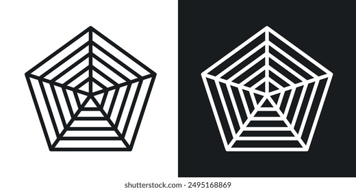 Chart-radar vector icon set in solid style.