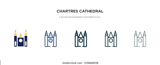 chartres cathedral icon in different style vector illustration. two colored and black chartres cathedral vector icons designed in filled, outline, line and stroke style can be used for web, mobile,