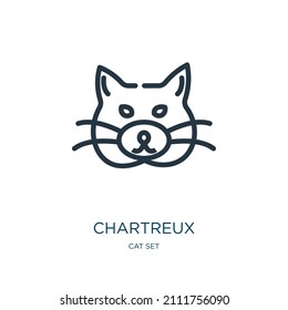 chartreux thin line icon. domestic, animal linear icons from cat set concept isolated outline sign. Vector illustration symbol element for web design and apps.