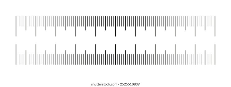 Charts with 10 centimeters. Metric rulers. Measuring tool template. Scale for ruler in centimeters. Metrics indicator cm. Measuring scale icon. Length, height, distance, sewing tool. Centimeter scale.