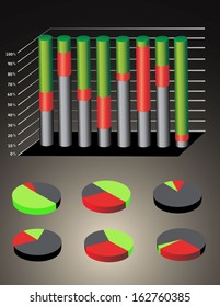 Charts. 3D Business charts