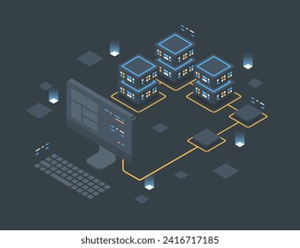 Charts and analyzing statistics. Data visualization concept. 3d isometric vector illustration.