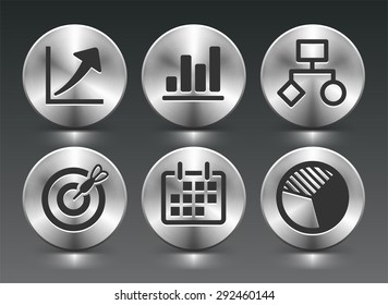 Charts and Business Presentations on Silver Round Buttons