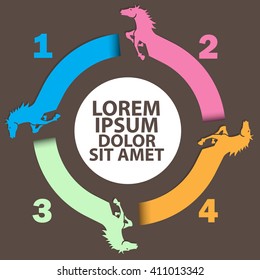 Charts of  Color Horse on Line up Around circle for your theory , add text to complete. Vector style