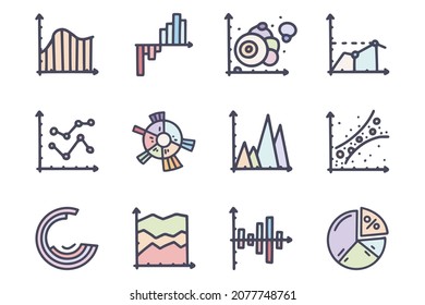 Juego de iconos simple de dibujos de tipo vectorial de colores