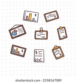 Charts and Data Hand-Drawn Infographic Vector Icons for Business Designs
