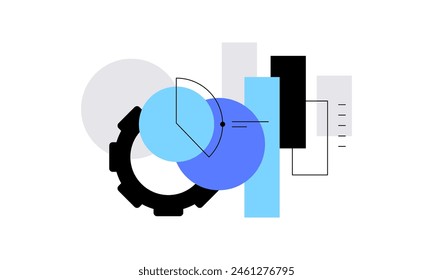 Gráficos y ciencia de datos. Abstractas ilustración plana. Anuncio de Web, elemento infográfico. archivo de Vector.