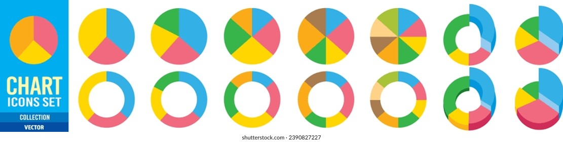 Charts, Diagrams, Circles Infographic, set collection vector illustration