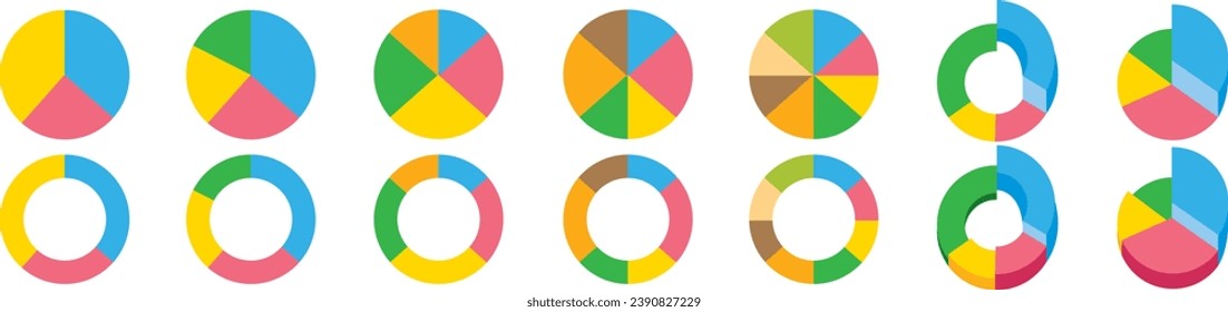 Charts, Diagrams, Circles Infographic, set collection vector illustration