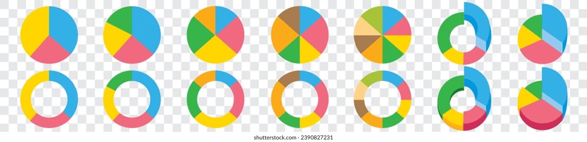Charts, Diagrams, Circles Infographic, set collection vector illustration