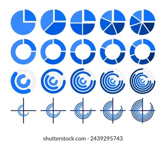 Charts Diagrams collection. Business data market elements. Data visualization elements, marketing charts and graphs. Business presentation. Vector illustration.