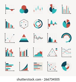 charts diagrams and graphs flat icons