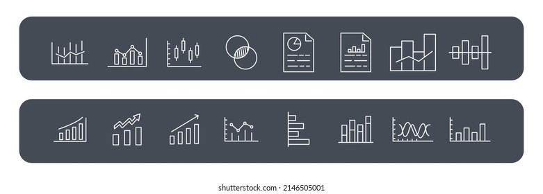 Charts and Diagrams icons set . Charts and Diagrams pack symbol vector elements for infographic web