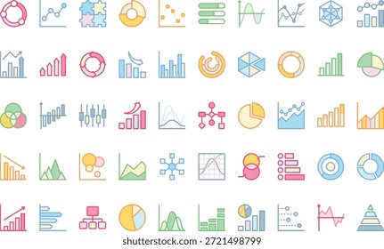 Ícones de gráficos e diagramas Ícone de vetor simples. Modelo de design de símbolo de ilustração para elemento de interface do usuário móvel da Web.