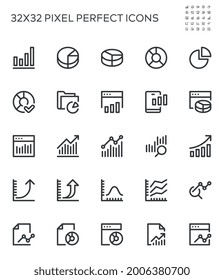 Charts and Diagrams. Simple Interface Icons for Web and Mobile Apps. Editable Stroke. 32x32 Pixel Perfect.