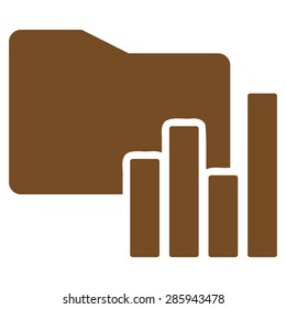 Charts Folder icon from Business Bicolor Set. This flat vector symbol uses brown color, rounded angles, and isolated on a white background.