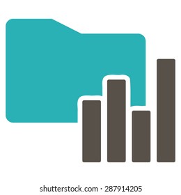 Charts Folder icon from Business Bicolor Set. This flat vector symbol uses grey and cyan colors, rounded angles, and isolated on a white background.