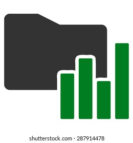 Charts Folder icon from Business Bicolor Set. This flat vector symbol uses green and gray colors, rounded angles, and isolated on a white background.