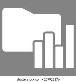 Charts Folder icon from Business Bicolor Set. This flat vector symbol uses white color, rounded angles, and isolated on a gray background.