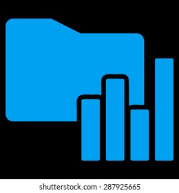 Charts Folder icon from Business Bicolor Set. This flat vector symbol uses blue color, rounded angles, and isolated on a black background.