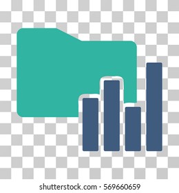 Charts Folder icon. Vector illustration style is flat iconic bicolor symbol, cobalt and cyan colors, transparent background. Designed for web and software interfaces.