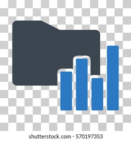 Charts Folder icon. Vector illustration style is flat iconic bicolor symbol, smooth blue colors, transparent background. Designed for web and software interfaces.
