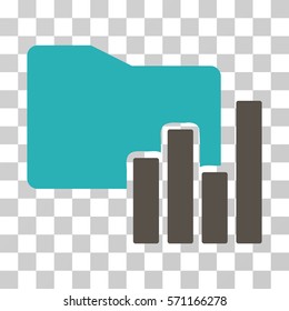 Charts Folder icon. Vector illustration style is flat iconic bicolor symbol, grey and cyan colors, transparent background. Designed for web and software interfaces.