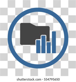 Charts Folder vector bicolor rounded icon. Image style is a flat icon symbol inside a circle, cobalt and gray colors, transparent background.