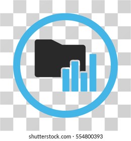 Charts Folder vector bicolor rounded icon. Image style is a flat icon symbol inside a circle, blue and gray colors, transparent background.