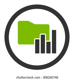 Charts Folder vector icon. This flat rounded symbol uses eco green and gray colors and isolated on a white background.