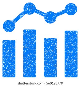 Charts grainy textured icon for overlay watermark stamps. Flat symbol with dirty texture. Dotted vector blue ink rubber seal stamp with grunge design on a white background.