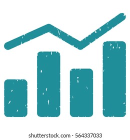 Charts grainy textured icon for overlay watermark stamps. Flat symbol with dust texture. Dotted vector soft blue ink rubber seal stamp with grunge design on a white background.