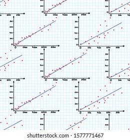 Charts and Graphs Background. Seamless Finance Diagram Vector Texture. Allover Print for Business Growth Wallpaper, Progress Graphic Backdrop, Presentation Infographic Blueprint. Repeat Tile Eps 10