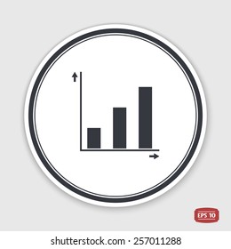 Charts and graphs icons. Flat design style. Made in vector illustration. Emblem or label with shadow.