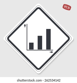 Charts and graphs icons. Flat design style. Made in vector illustration. Emblem or label with shadow.
