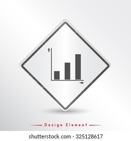 Charts and graphs icons. Flat design style. Made in vector illustration. Emblem or label with shadow.