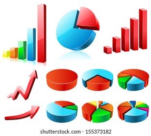 Charts and graphs illustration, isolated on a white background. Set. Vector.