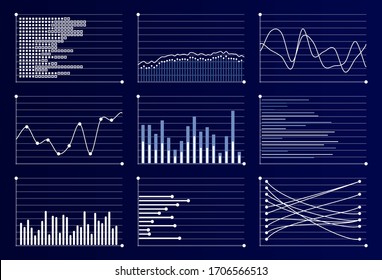 Charts and graphs infographic.Finance investment elements with business and market information. Growth concept. Modern vector illustration.