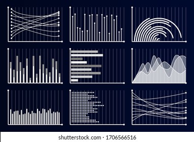 Charts and graphs infographic.Finance investment elements with business and market information. Growth concept. Modern vector illustration.