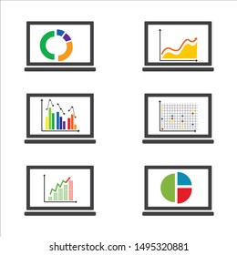 Charts and graphs on screen on the White Blackground