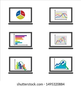 Charts and graphs on screen on the White Blackground