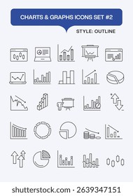 Charts and Graphs Outline Icons Set